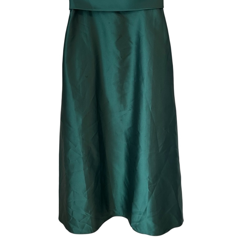 Alfred Sung Off-the-Shoulder Draped Wrap Satin Maxi Dress Hunter Green, size 14 - Picture 8 of 13